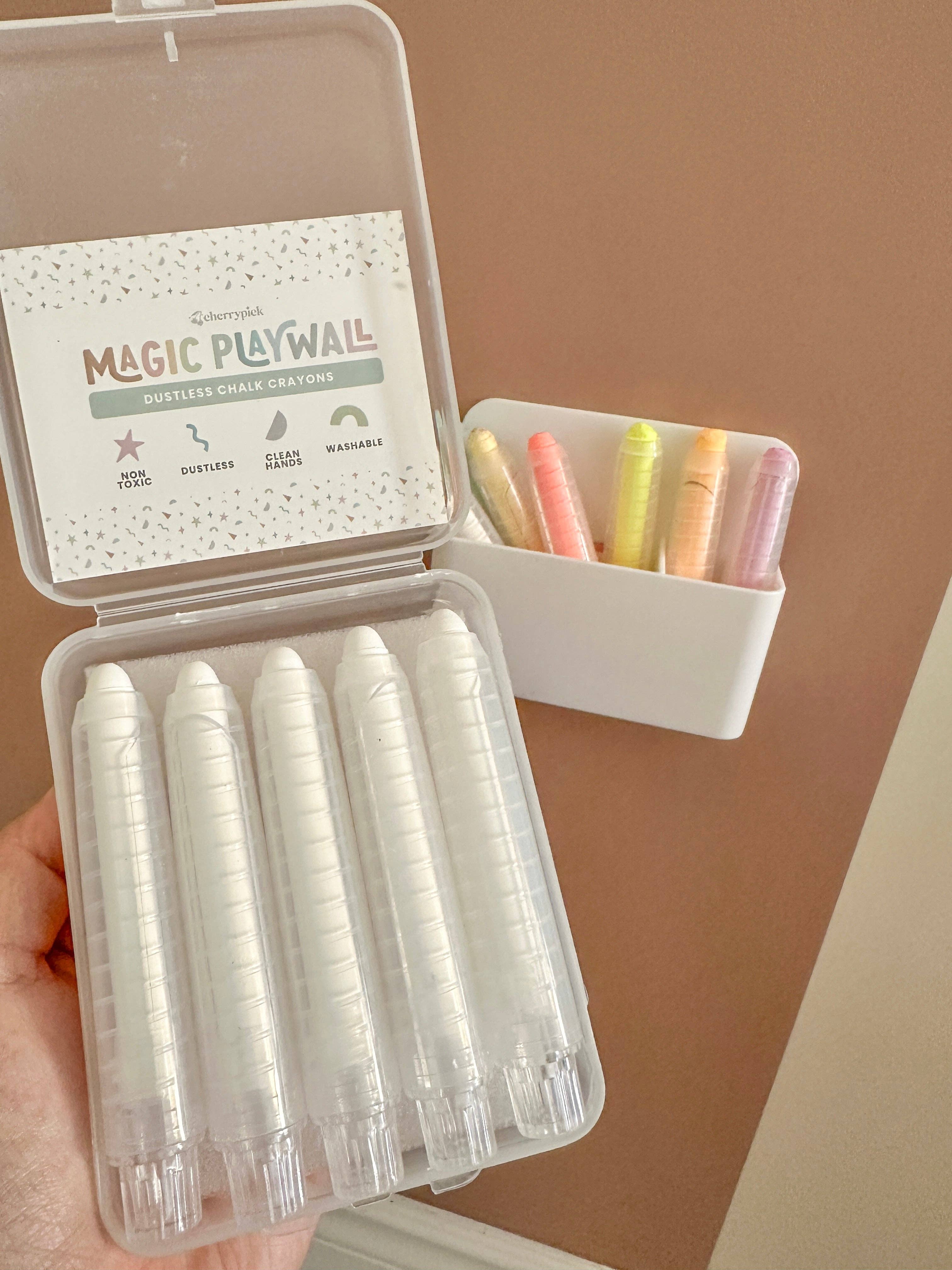 dustless chalk crayons + magnetic holder for magic play wall