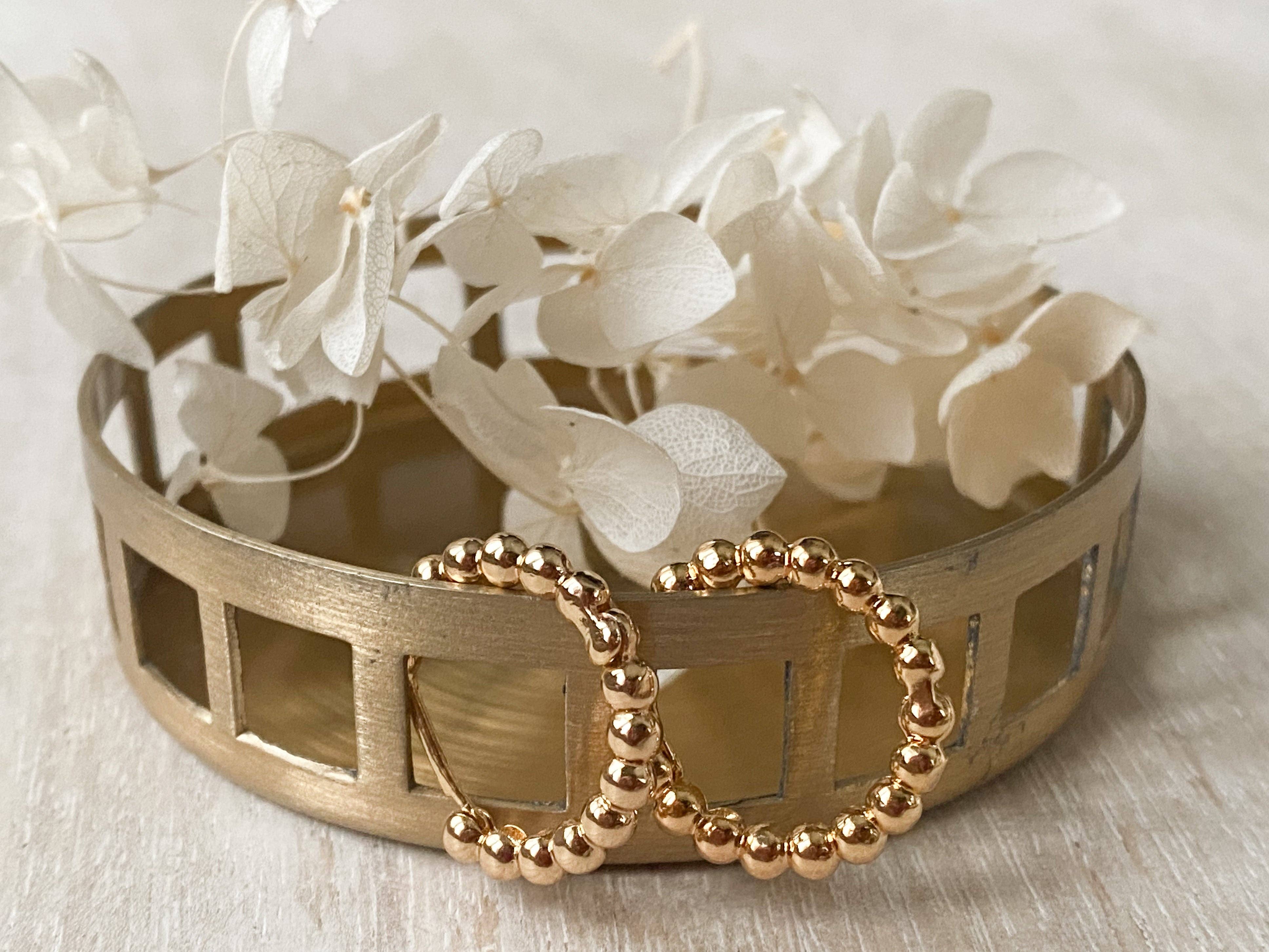 Beaded Gold Hoops