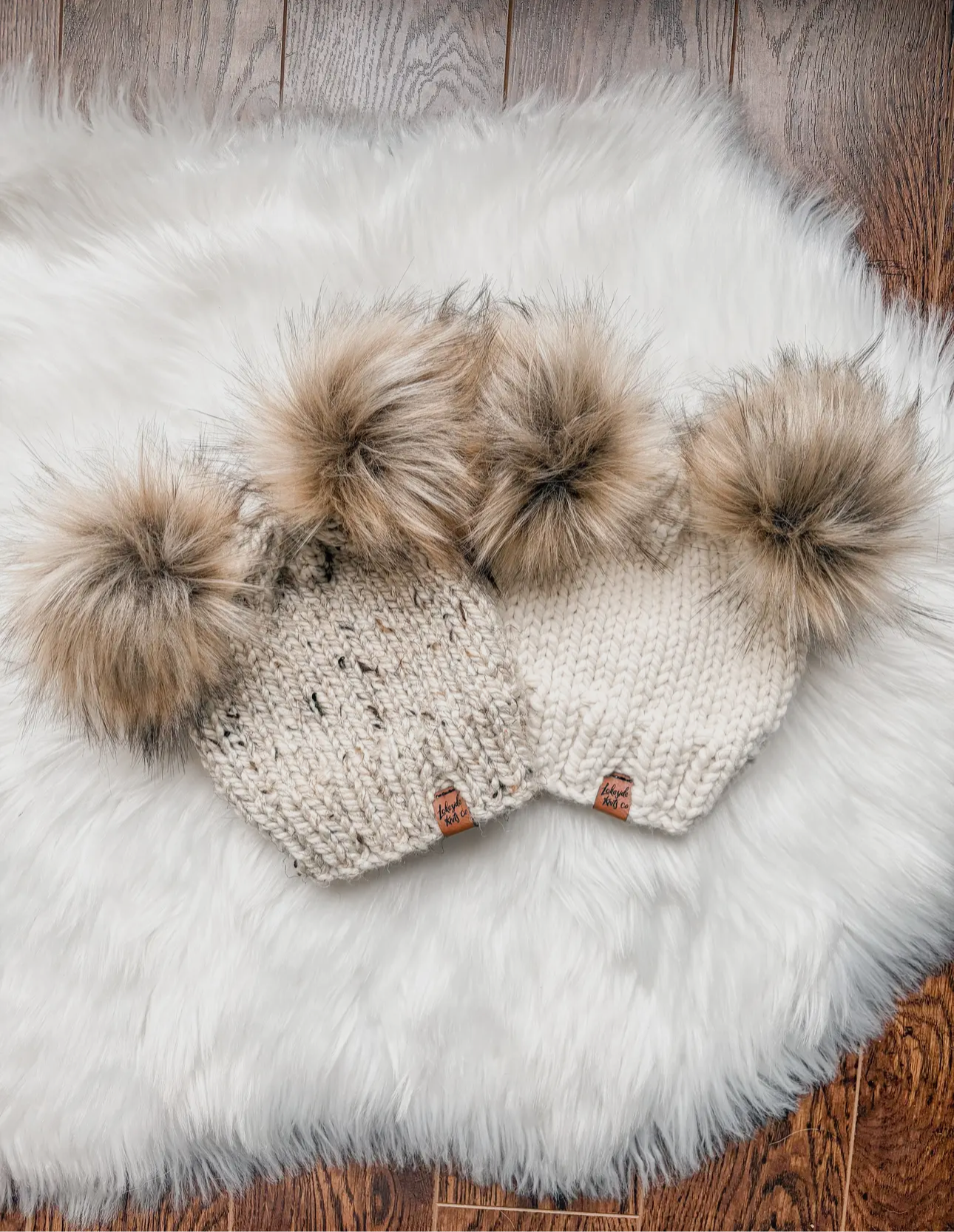 double pom pom knit hat