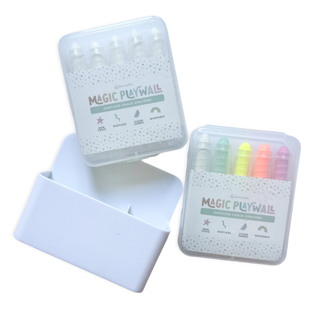 dustless chalk crayons + magnetic holder for magic play wall